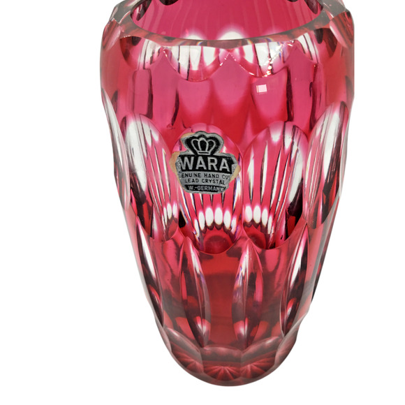 WARA Genuine Hand Cut Lead Glass Ruby VASE Nachtmann Bleikristall Germany - Picture 2 of 9